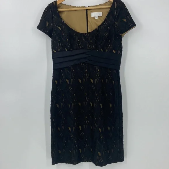 badgley mischka black lace dress Long-Sleeve Ruffled Lace Mini Dress in Black - XS main image 1